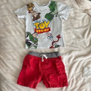 Disney Toy Story White Tee and Red Shorts Set